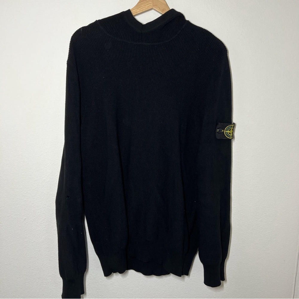Stone island sweater hoodie black like new feels great authentic